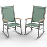 Shintenchi 2 Pcs Outdoor Rocking Chairs Set,Upgraded High Back Patio Rocking Chairs Set,Breathable Textilene Fabric Rocking Chair for Porch,Patio,Garden,Balcony(Green)