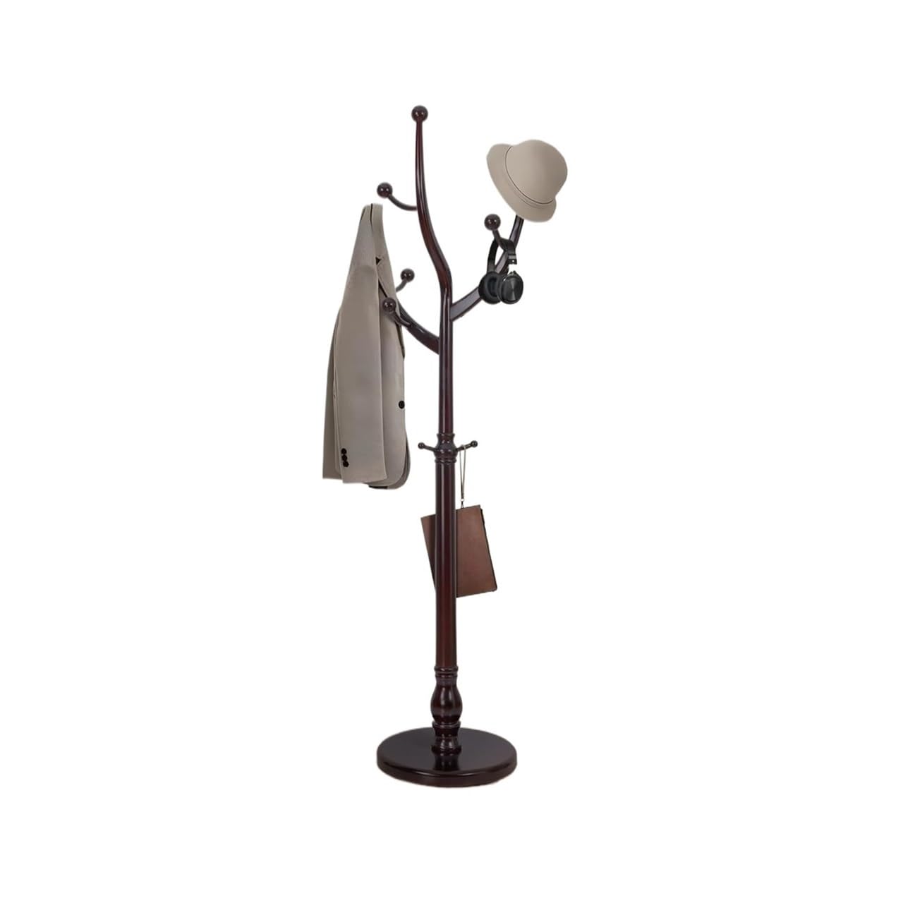 DFHS46JK Hat Rack Rack Coat Freestanding With Hooks Tree Shaped Hanger Stand For Clothes, Hat, Jacket for Office(Red Brown)
