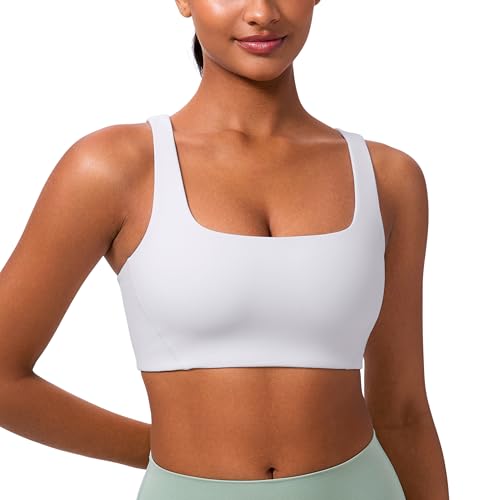 Image of CRZ YOGA Butterlift Square Neck Sports Bras | Double Lined, Light Support, Non Padded, Yoga, Buttery Soft, V-Shaped Racerback, for Women