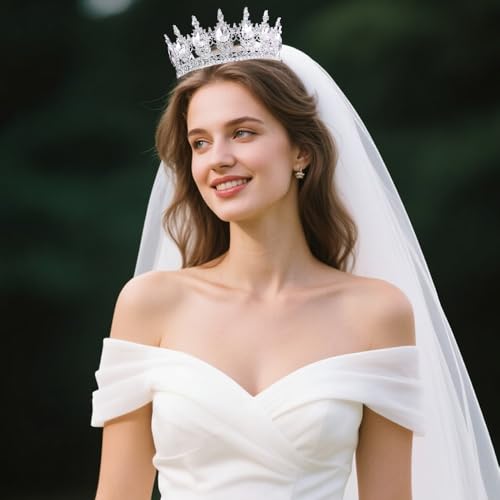 XFSRG Elegante Diademe Krone Damen Strass Kristall Tiara für Hochzeiten und besondere Anlässe Luxuriöse Kronen für Frauen (Silber)