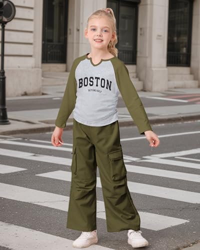 Image of Kucnuzki Toddler Baby Girl Clothes Long sleeve Fall Winter Shirt Tops Baggy Jeans Pants Set Kids Girls Outfits 2 Piece