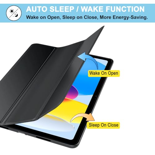 Image of CEDO Smart Case for iPad 10 (10th Gen) / iPad 11 (11th Gen) A16 2025 10.9 in Tri-Fold Flip Folio Cover | Pencil Holder | Auto Wake-Up /Sleep Mode | Multi View Angles Stand TPU Backcover (Black)