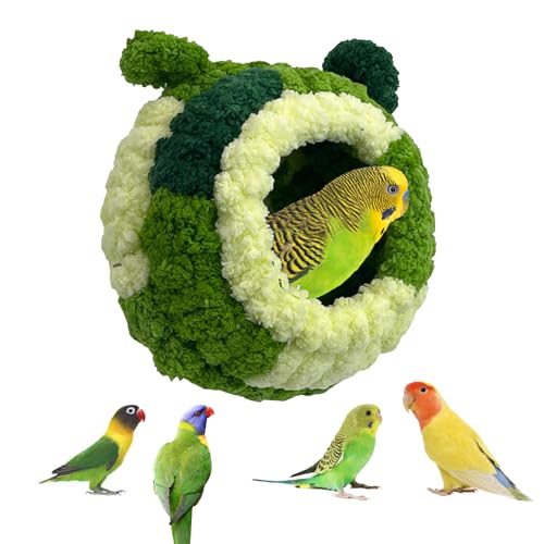 Image of Hamiledyi Bird Nest Warm Snuggle Hut Bird Bed Fluffy Bird Sleeping Bed Parrot Nest Hammock Bird Shed Hut House Plush Snuggle Bird Hammock for Parakeets Cockatiels Conures Lovebirds (Medium)