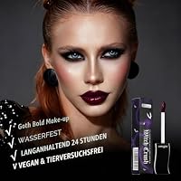 DE'LANCI Burgunderrot Gothic Lippen Gloss-Dunkelrot,Wasserfest & Nicht Klebrig,Feuchtigkeitsspendender,Hochpigmentierter Veganer Lippen Gloss für Auffälliges Cosplay,Vampir & Halloween Make-up #01 – Ansicht 3