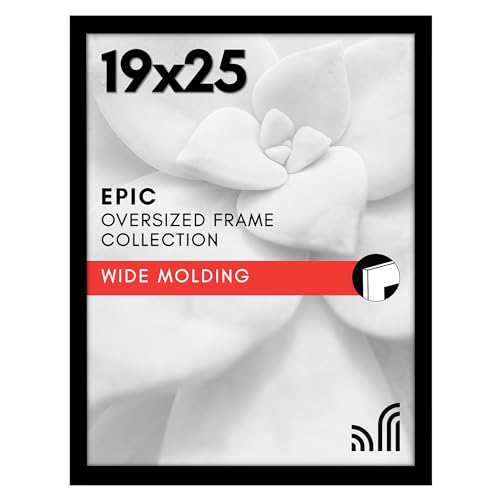 Americanflat 19x25 Poster Frame with Polished Plexiglass - Black Picture Frame - Wide Photo Frames Made of Engineered Wood for Vertical or Horizontal Wall Display - Epic Collection - Black