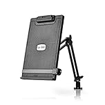 Ex-Pro Full Motion Ergonomic Adjustable Desk Mount Copy Holder with Line Guide, Document Holder with Adjustable Arm and Clip, Black/Grey