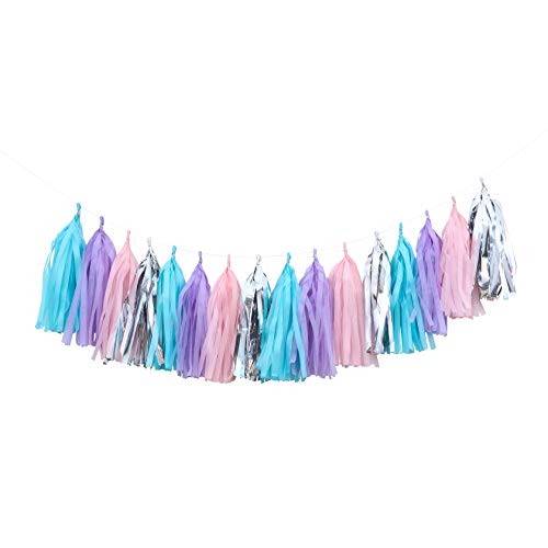 Fonder Mols Mermaid Tassel Garland Tissue Paper Birthday Banner for Under The Sea themed All Events & Parties Occasions Decorations A12