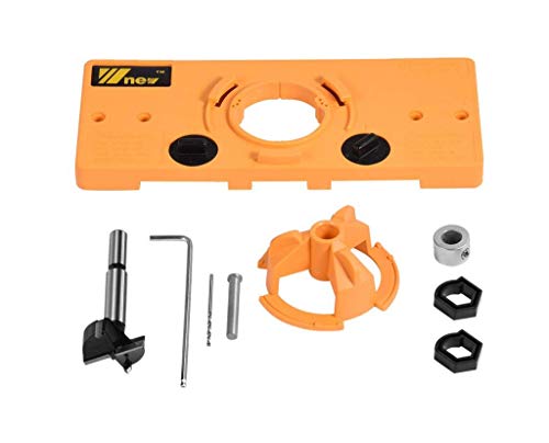 HYCy Bisagra Jig Taladro guía Conjunto, 35 mm bisagra de perforación Jig + 35mm para Stner bit, 35mm Taza Estilo Oculto bisagra Jig Drill guía Set Door Aburrido Agujero Plantilla & bit