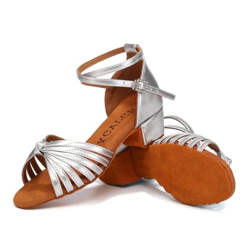 Latin Ballroom Dance Shoes Girls Latin Dance Shoes Low Heels Salsa Tango Professional Performance Practice Dance Shoes for Girls Kids 3cm Heel2