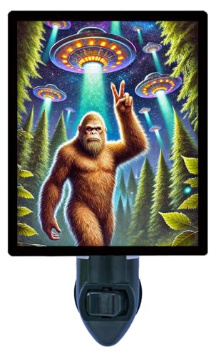Lámpara de Noche Bigfoot vs Aliens con Diseño Sasquatch miniatura 1