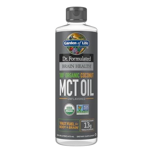 Garden of Life Dr. Formulated Brain Health 100% Organic Coconut MCT Oil 16 fl oz Unflavored, 13g MCTs, Keto & Paleo Diet Friendly Body & Brain Fuel, Certified Non-GMO Vegan & Gluten Free, Hexane-Free