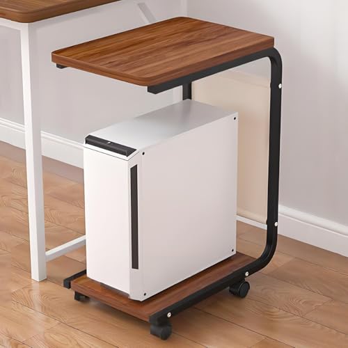 Soporte compacto para impresora debajo del escritorio, carrito móvil de 2 niveles para impresora y estante de almacenamiento para PC, fax y escáner: organizador de impresora de pie con elegante acab