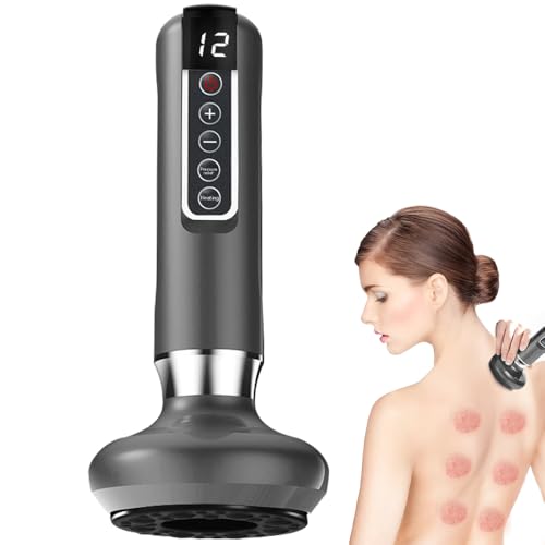 DAJASD Masajeador Anticelulítico, Masajeador de Grasa Corporal de Mano Ajustable de 12 Niveles, Raspador Masajeado Eléctrico, Portátil Recargable para Abdomen, Brazos y Piernas(Gris)