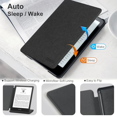 Image of CoBak Magnetic Case for 6 inch Kindle 2024 and 2022 (11 Generation) - Compatible with PopSockets /UGREEN /Anker Magnetic Grip and Stand, Auto Sleep and Wake, Premium Protective Case for Kindle Basic, Black