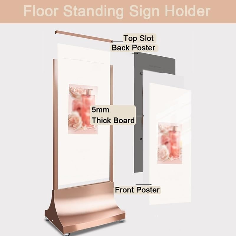 XPLKQXE Soporte Para Carteles, Portacarteles Pie, Señales Portátiles Con Base Lastrada Para Bodas, Restaurantes, Salas Conferencias Y Recepciones Hotel(Gold,23.6x15.7x71in/4pcs)