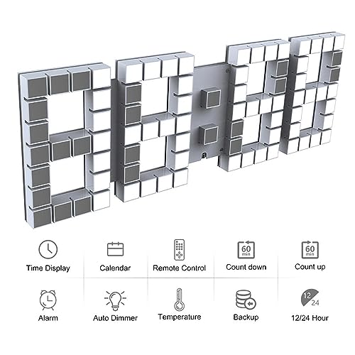 Reloj de pared digital LED 18 pulgadas, rojo miniatura 2