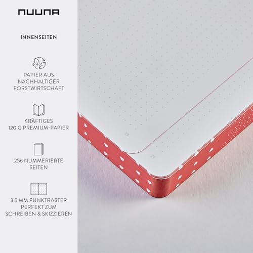 Carnet A5+ nuuna pour projets professionnels | Journal intime durable en cuir rouge - 6