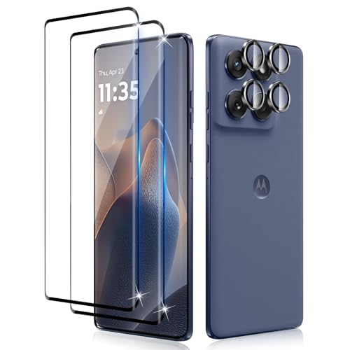 Lutree para Motorola Moto Edge 60 Fusion Protector de Pantalla + Protector de Lente de Cámara, [2+1 Piezas], Sin Burbujas 3D Cobertura Total Cristal Templado, HD Anti-Arañazos Película Protectora