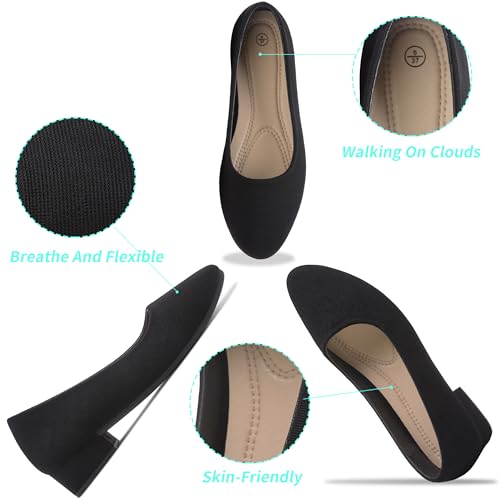 ALTOCIS Women’s Low Block Chunky Heels Pumps Ladies Elegant Closed Round Toe Pumps Shoes Low Platform Office Pumps Shoes2