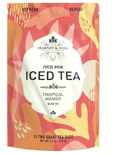 Harney & Sons Tropical Mango Fresh Brew Iced Tea Bags, 15 count