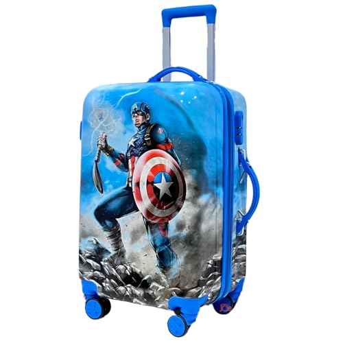 Image of Polycarbonate Hard Shell 360 Degree 24 Inch Kids Suitcase with 4 Wheel Travel Trolley Bag (4 Day Trip) (Blue)
