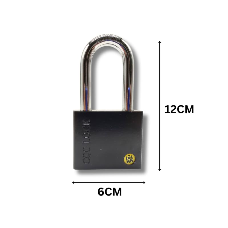 Image of Heavy-Duty Stainless Padlock 60 MM Lock and 3 Keys Hardened Key Padlock Shackle Security Lock for Garage, Door, Containers, Shutter, Locker, Gates Black