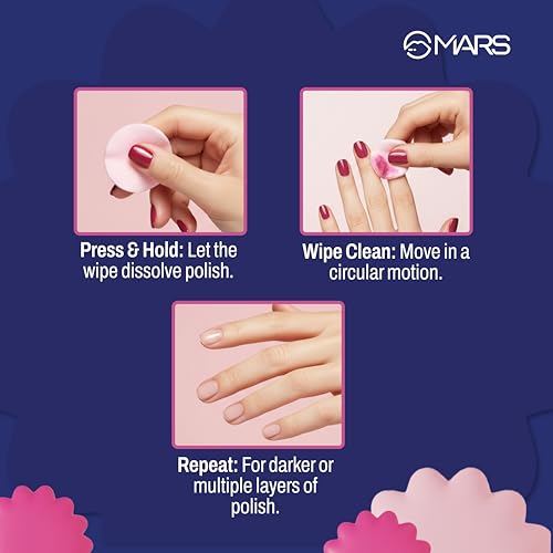 Image of MARS Miss Wipe Out Nail Polish Remover Wipes (40 Wipes) | Acetone & Alcohol-Free | Moisturising & Nourishing Formula | Gentle & Travel-Friendly