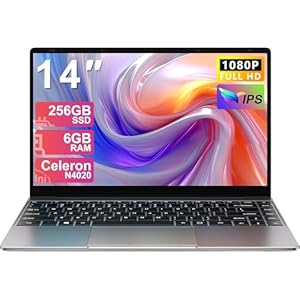Laptop 14″ 6GB+256GB SSD Celeron N4020 Up to 2.8 GHz Win 11 Laptop Support 512GB TF 1TB SSD Expand Notebook with 1920 * 1080 FHD 5G WiFi BT 4.2 Webcam Cooling Fan-Gray