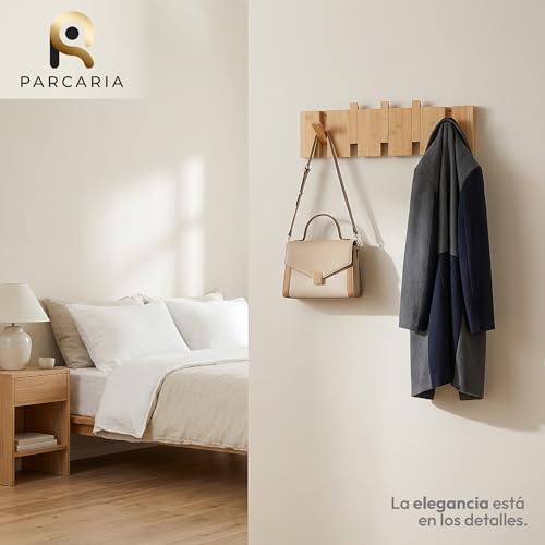 Miniatura 6 de Parcaria Percheros Pared, Perchero Pared De Madera, Perchero Plegable Con 5 Ganchos, 42 Cm, Perchero Entrada Recibidor, Colgador Ropa, Diseño Moderno Para Recibidores,Entradas Y Dormitorios