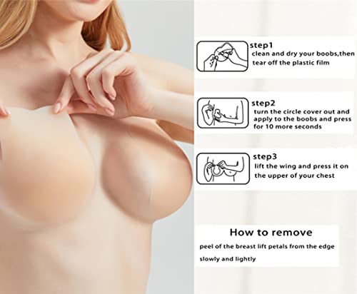 Lsamwnwp Push Up Nipple Covers Breast Lift Tape Reusable Ultra-Thin Silicone Pasties Petals Strapless Adhesive Bras For Women Nude #TOP5