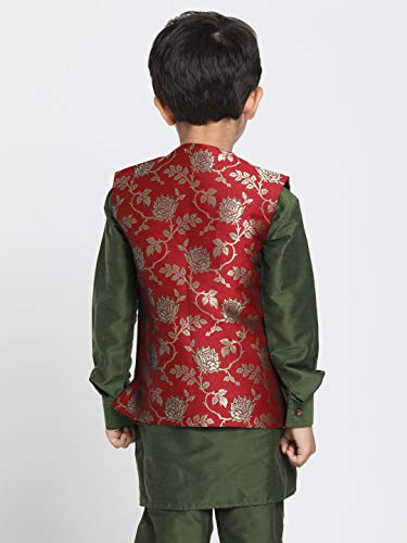Image of JBN Creation Black Cotton Silk Blend Boys Nehru Modi Jacket