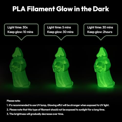 Image of AMOLEN Glow in The Dark Filament Silk Pla, Silk & Glow Blue 2 in 1 Silk Glow Blue& Silk Glow Green, Best with UV Lamps, Dimensional Accuracy + /- 0.02 mm 2KG(4.4lb), Compatible with Most 3D Printers