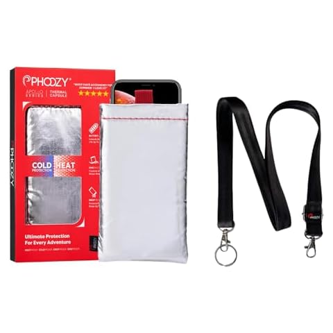 PHOOZY Thermal Phone Case - Apollo Series : Cell Phone Pouch Prevents Overheating from Sun Exposure, Extends Battery Life, Provides Drop Protection (Large - Silver) with Cross Body Strap Cover