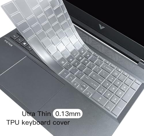 Image of Oaky Keyboard Cover for 2024 2023 HP Victus 15.6 inch FHD Gaming Laptop 15-FA , 15-FB Series & HP Victus 16.1 inch Waterproof Dust-Proof Ultra Thin Keyboard Skin Protector - TPU Clear