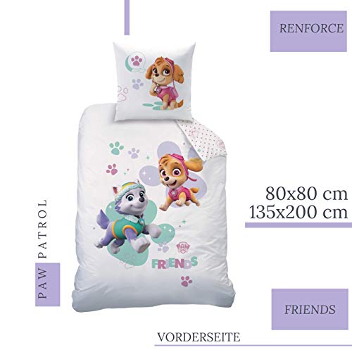 PAW Patrol Bettwäsche Set für Mädchen Skye & Everest 2 teilig · Kinderbettwäsche · 1 Kissenbezug 80x80 + 1 Bettbezug 135x200 cm - 100% Baumwolle - Image 3