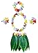 KEFAN Leaf Hula Skirt and Hawaiian Leis Set Grass Skirt with Artificial Hibiscus Flowers for Hula Costume and Beach Party (B)