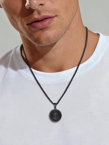 Image of U7 Saint Michael Necklace for Men,Stainless Steel /18K Gold Plated St Michael Archangel /Saint Benedict /Saint Christopher Pendant Amulet Necklace for Men Women
