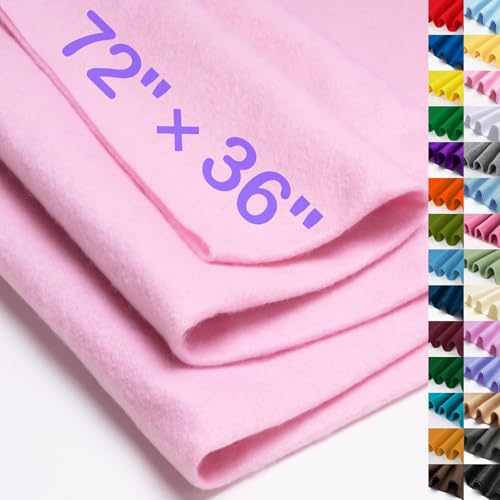 Image of XSEINO Baby Pink Large Felt Fabric 72 inch X 36 inch(2 Square Yards), 1.4 mm Thick Soft Felt Fabric Sheet for Crafts, Pink Series Colors Soft Nonwoven Fabric, Fit for Decoration, Sewing, DIY Crafts