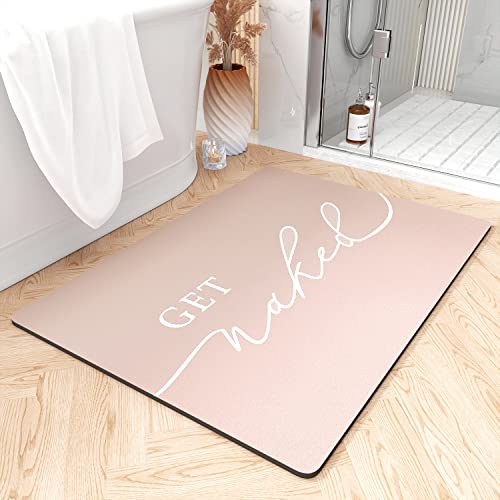 tchdio Bath Mat-Super Absorbent Quick Dry Bath Mats for Bathroom Floor Non Slip-Bathroom Mats with Rubber Backing-Ultra Thin Bathroom Rugs Fit Under Door, 21" x 34", Pink Pink 1'9" x 2'10" (