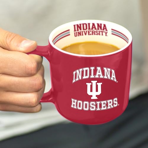 Image of Logo Brands NCAA Indiana Hoosiers 15oz Stripe Mug - Team Logo, Inside Print, Standard Handle, Microwave & Dishwasher Safe