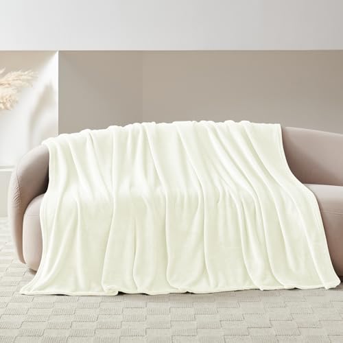 WAVVE Kuscheldecke Flauschig Decke Fleecedecke - Sofadecke 150x200 cm Warm Wohndecke Couchdecke, Creme Decke Weich Sofaüberwurf XL