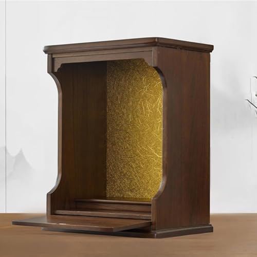 壁掛け神社、デスクトップの無垢材の富の神キャビネット、観音キャビネットの家庭用壁掛け神社供物テーブル、個人的な瞑想、引き出し付き仏教の祈りの C 44.5*29.5*58cm/17.5*11.6*22.8in
