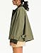 Lviefent Womens Contrast Collar Jacket Casual Button Down Long Sleeves Crop Trench Coat Outerwear with Pockets (ArmyGreen-M)