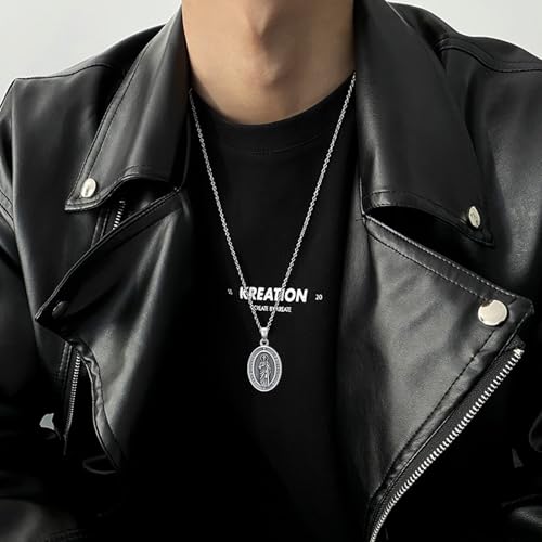 PELOVNY Protection Necklace 925 Sterling Silver St Anthony Francis Joseph Peregrine Raphael Sebastian Medal I Can Do All Things Through Christ Patron Saint Jewelry Christian Gifts for Men Women3