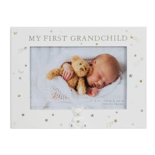 Happy Homewares My First Grandchild Picture Frame With Silver And Golden Start And 3D Teddy Bear #TOP1