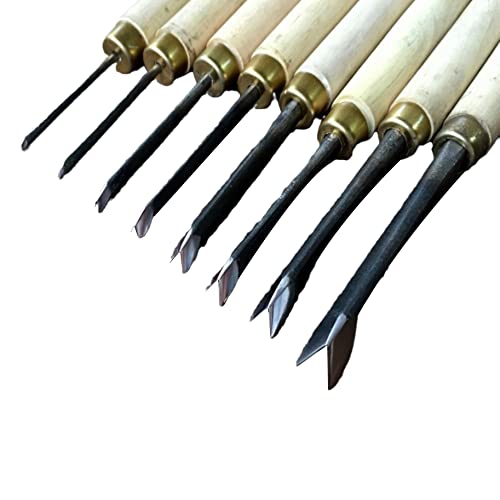 1.5-8mm V Type Woodworking Chisels Trimming triangle knife Hand Wood Carving Knives(8 sizes-1 each)