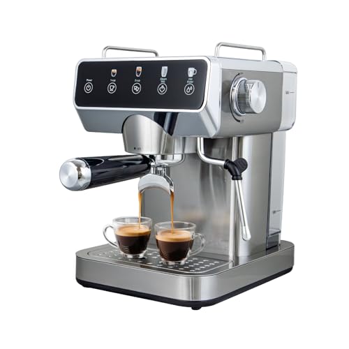 ChefAidPower Espresso Machine 20 Bar, Stainless Steel Espresso Coffee Machine with Milk Frother, Coffee Machine with 51oz Removable Water Tank for Americano, Latte & Cappuccino