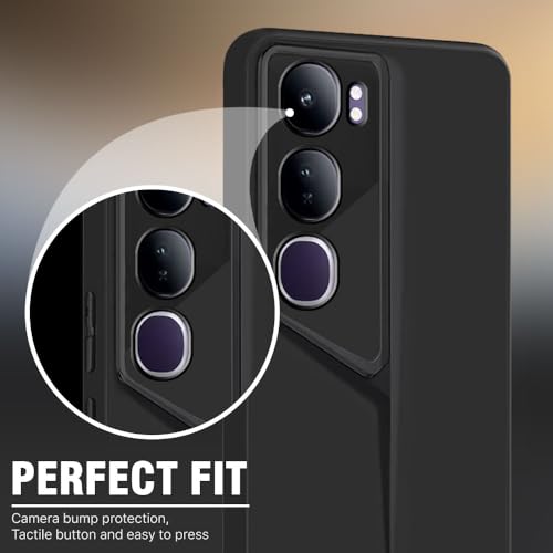 Image of WOW IMAGINE Slim Back Cover for Vivo Y300 5G | Blade Series Ultra Thin Case with Lightweight Design | Camera Protection | Soft Matte Silicone Flexible Mobile Case - Black