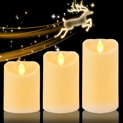 Bougies LED, Lot de 3 Bougies Bougie Led Vacillante, Bougies LED Flamme Vacillante, Fausses Bougies, .Flamme LED Clignotante pour Décoration de Mariage, Saint-Valentin, Halloween, Noël