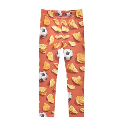Football with Potato Chips Girls Leggings Athletic Pants Tights Stretch Bottom